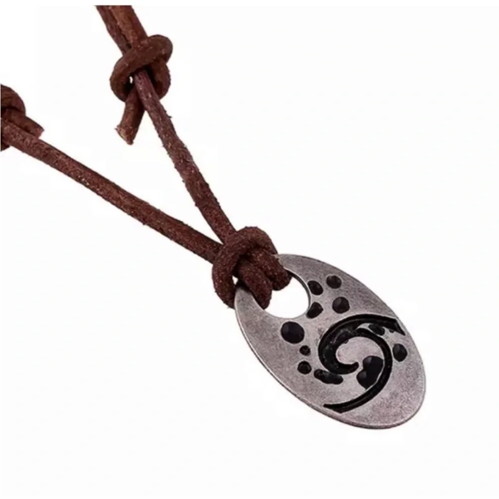Ocean Wave Pendant Adjustable Length Leather Necklace Brand New